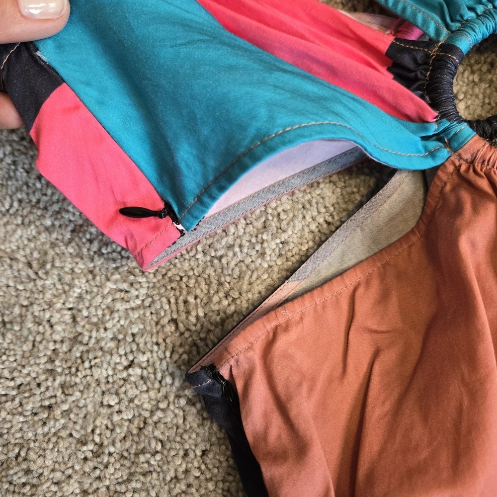 Anthropologie Flounced Cut-Out Maxi Dress size 2 Petite Colorblock 80s Tiered - Picture 4 of 7